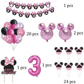 img 3 attached to 🎉 49 Pcs Minnie Party Decorations: Perfect Supplies for 3rd Baby Girl Minnie Theme Birthday Bash - Ideal for 3 Year Old Kids (3rd)