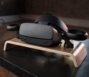 img 2 attached to 🌳 VRGE - High-Quality Walnut Veneer Wood Storage Stand for Oculus Quest 2 - Rift - Rift S - VR Headset and Controllers