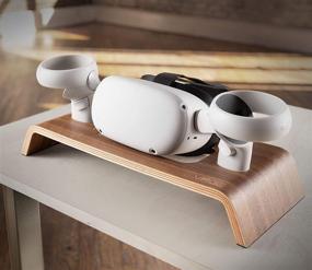 img 3 attached to 🌳 VRGE - High-Quality Walnut Veneer Wood Storage Stand for Oculus Quest 2 - Rift - Rift S - VR Headset and Controllers