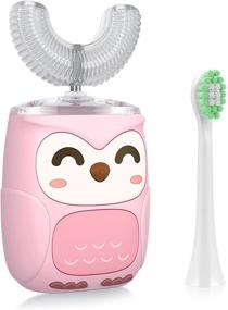 img 4 attached to Ultrasonic Autobrush Kids Electric Toothbrush – 6 Modes, IPX7 Waterproof, U Shaped Toothbrush for Children & Toddlers (2-6 Years) – Light Pink