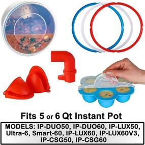 img 2 attached to 🔧 Enhanced Silicone Accessories for Instant Pot 5 &amp; 6 Quart: Silicone Lid, 3 Silicone Sealing Rings, Silicone Egg Bites Mold, Mitts, Steam Diverter - Premium 100% Authentic Silicone - BPA-Free, PVC-Free