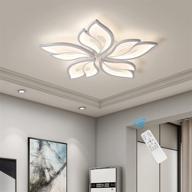 💡 garwarm dimmable led chandelier flush mount ceiling light fixture - 23.6" modern remote control acrylic leaf ceiling lamp for living room dining room bedroom, 60w логотип