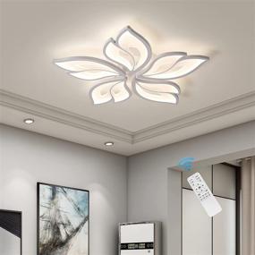 img 2 attached to 💡 Garwarm Dimmable LED Chandelier Flush Mount Ceiling Light Fixture - 23.6" Modern Remote Control Acrylic Leaf Ceiling Lamp for Living Room Dining Room Bedroom, 60W