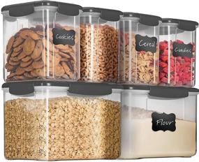 img 4 attached to 🍱 12-Piece BPA-Free Plastic Airtight Food Storage Containers Set - Ideal for Flour, Cereal, Sugar, Coffee, Rice, Nuts, Snacks, and More