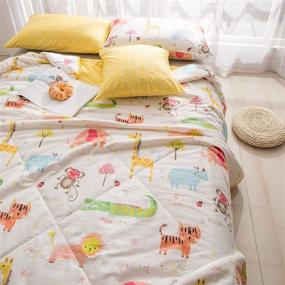 img 3 attached to 🦁 J-pinno Jungle Animal Quilt: Summer Lightweight Comforter Throw Coverlet for Kids – Cartoon Cute Bed Blanket featuring Tigers, Elephants, and Giraffes (Animal, Twin 59" X 78")