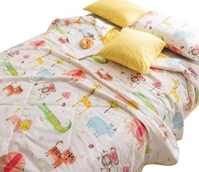 img 4 attached to 🦁 J-pinno Jungle Animal Quilt: Summer Lightweight Comforter Throw Coverlet for Kids – Cartoon Cute Bed Blanket featuring Tigers, Elephants, and Giraffes (Animal, Twin 59" X 78")