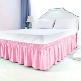 img 3 attached to 🛏️ Enhance Your Bedroom Decor with PiccoCasa Brushed Polyester Bed Skirt: Easy Fit, Wrinkle-resistant, and Elastic Dust Ruffle in Light Pink Full Size (15 Inch Drop)