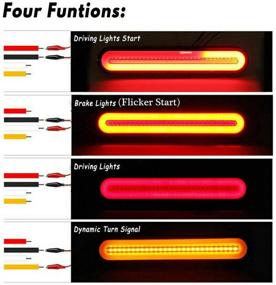 img 2 attached to 🚛 FABOOD F 2PCS 9" дюймовый светодиодный задний фонарь для прицепа: красный последовательное вращение, мигающий стоп-сигнал, желтый поворотный сигнал для грузовика, внедорожника, дома на колесах, фургона