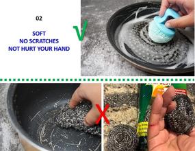 img 2 attached to 6-Pack Nylon Scrubber Sponges with Ergonomic Handle: Powerful Dirt and Grease 🧽 Remover for Pots, Dishes, Stovetop, Cookware & More. Non-Scratch, Cut-Resistant & Easy on Hands!