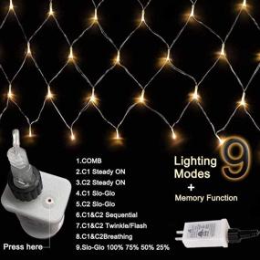 img 2 attached to Christmas Net Lights: 100 LED Warm White & Cool White String Lights for Holiday Decorations - Waterproof, Remote Controlled with 9 Modes & 3 Timing Options