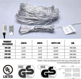 img 3 attached to Christmas Net Lights: 100 LED Warm White & Cool White String Lights for Holiday Decorations - Waterproof, Remote Controlled with 9 Modes & 3 Timing Options