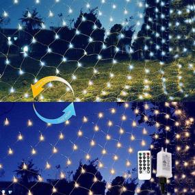 img 4 attached to Christmas Net Lights: 100 LED Warm White & Cool White String Lights for Holiday Decorations - Waterproof, Remote Controlled with 9 Modes & 3 Timing Options