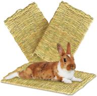 🐰 meric rabbit grass mats: edible seagrass floor pads and multipurpose toys - sensitive feet protection | 3 pcs per pack logo