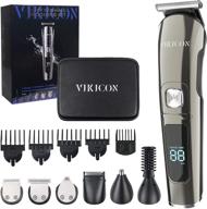 vikicon electric beard trimmer for men: all-in-one grooming kit for precision shaving and trimming, waterproof and cordless hair clippers with nose hair & ear trimmer - rechargeable and portable, includes storage case logo