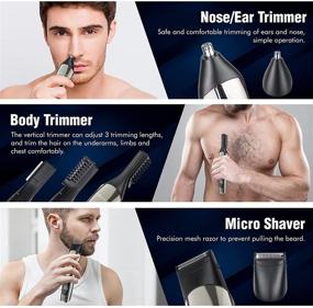 img 1 attached to VIKICON Electric Beard Trimmer for Men: All-in-One Grooming Kit for Precision Shaving and Trimming, Waterproof and Cordless Hair Clippers with Nose Hair & Ear Trimmer - Rechargeable and Portable, Includes Storage Case