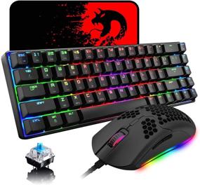 img 4 attached to 🎮 Ultimate Gaming Bundle: 60% Mechanical Keyboard, Backlit Effects, Honeycomb Mouse, and Mousepad - Ideal for Gamers and Typists (Black)