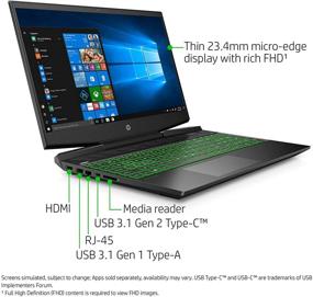 img 1 attached to 💻 HP Pavilion Gaming Laptop 15.6-Inch, Intel Core i5-9300H, NVIDIA GeForce GTX 1650 (4 GB), 8 GB RAM, 256 GB SSD, Windows 10 Home (15-dk0020nr, Shadow Black/Acid Green)