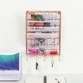 img 2 attached to 📚 Maximize Office Space with the New Superbpag Cubicle Hanging File Organizer - 6 Tier Wall Mount Document Letter Tray File Organizer with Key Hook in Elegant Rose Gold Design