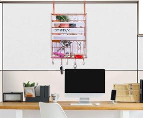 img 1 attached to 📚 Maximize Office Space with the New Superbpag Cubicle Hanging File Organizer - 6 Tier Wall Mount Document Letter Tray File Organizer with Key Hook in Elegant Rose Gold Design