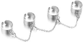 img 2 attached to 🖤 Punk Multi Layer Chain Finger Rings: Adjustable Stackable Vintage Boho Silver Statement Ring for Women, Girls, and Boys - INENIMARTJ