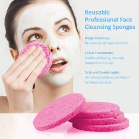 img 2 attached to 🧽 Compressed Facial Cleansing Sponges - 20 Pack Cellulose Reusable Soft Cosmetic Esponjas para Faciales for Makeup Removal, Facial Spa, Exfoliation, Skin Massage