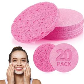 img 4 attached to 🧽 Compressed Facial Cleansing Sponges - 20 Pack Cellulose Reusable Soft Cosmetic Esponjas para Faciales for Makeup Removal, Facial Spa, Exfoliation, Skin Massage