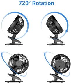 img 1 attached to EasyAcc Battery Fan: 4-Speed Clip Fan for Baby Strollers, 💨 Camping & Office – 720° Rotation, Strong Wind, Long-lasting Rechargeable 2600mAh Battery