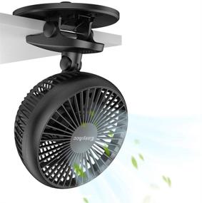 img 4 attached to Вентилятор EasyAcc Battery Fan: 4-скоростной клипсовый вентилятор для детских колясок, 💨 кемпинга и офиса - 720° вращение, сильный ветер, долговечный заряжаемый аккумулятор на 2600 мАч.