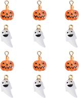 assorted resin charms for halloween decorations - pumpkin, ghost jewelry making charms for diy bracelet, necklace pendant craft (12 pieces) logo