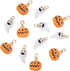 img 3 attached to Assorted Resin Charms for Halloween Decorations - Pumpkin, Ghost Jewelry Making Charms for DIY Bracelet, Necklace Pendant Craft (12 Pieces)