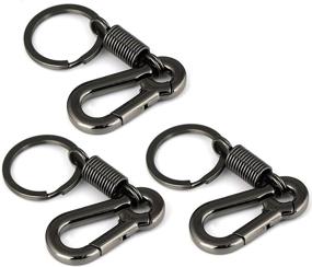 img 4 attached to 🔑 Vintage Style GT//Rotors Carabiner Keychain Ring: 3 Pack Gunmetal Black Keyring Holder