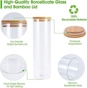 img 3 attached to 🍪 FOCUSLINE Clear Glass Kitchen Canister Set - 5 Pack Airtight Bamboo Lid for Flour, Sugar, Candy, Cookie Storage