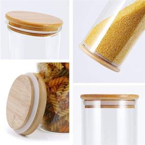 img 1 attached to 🍪 FOCUSLINE Clear Glass Kitchen Canister Set - 5 Pack Airtight Bamboo Lid for Flour, Sugar, Candy, Cookie Storage