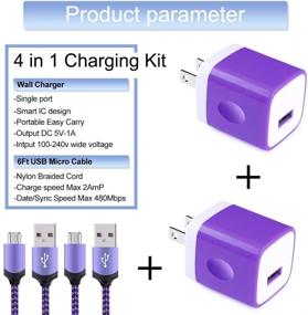 img 3 attached to 🔌 USB Charging Block with Micro Cable - Embink USB Wall Charger Cube Plug and 6Ft Nylon Braided Android Charging Cord for Samsung Galaxy S7 Edge S6 Edge Note 4 LG Stylo 3 2 K30 K20, Moto X, HTC