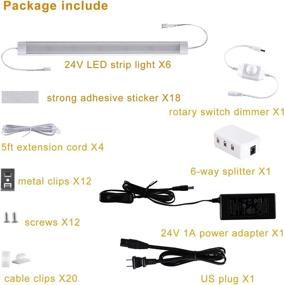 img 1 attached to 🔆 Dimmable LED Under Counter Lighting Kit, 6 Hardwired Cabinet Strip Lights, 11 Inches 24V Plug in Linkable Bar Lights for Kitchen, Closet, Showcase, Shelf Lighting - Warm White