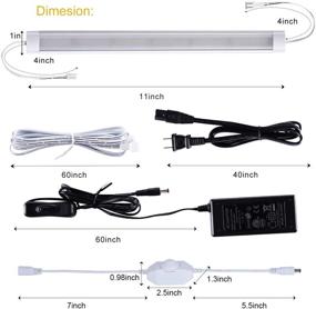 img 2 attached to 🔆 Dimmable LED Under Counter Lighting Kit, 6 Hardwired Cabinet Strip Lights, 11 Inches 24V Plug in Linkable Bar Lights for Kitchen, Closet, Showcase, Shelf Lighting - Warm White