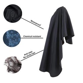 img 2 attached to YELEGAI Barber Cape - Professional Hair Cutting Cape, 56x63 inch Large Salon Hairdresser Cape for Haircut, Coloring, Makeup, Styling and More (Black)