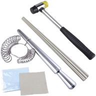 🔧 complete 27pcs jewelry making tool kit: measuring stick mandrel, ring sizers gauge, rubber hammer, circle models, and 2 polishing cloths - must-have for crafting beautiful rings! logo