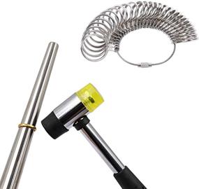 img 1 attached to 🔧 Complete 27pcs Jewelry Making Tool Kit: Measuring Stick Mandrel, Ring Sizers Gauge, Rubber Hammer, Circle Models, and 2 Polishing Cloths - Must-Have for Crafting Beautiful Rings!