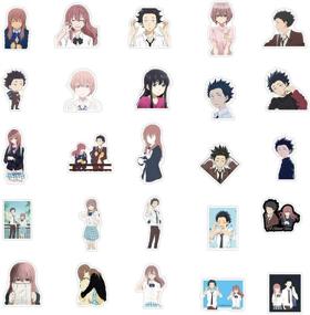 img 2 attached to 🎧 Set of 50 A Silent Voice Decal Stickers, Trendy Vinyl Laptop Stickers Pack for Teens - Laptop, Water Bottles, Travel Case - Waterproof, Durable - The Shape of Voice Sticker