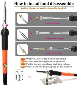 img 2 attached to 🔥 Полный набор для деревянного пирографии 86 элементов: паяльник 60 Вт с регулируемым температурным переключателем 200~450℃ - идеально подходит для тиснения, резьбы, пайки, включает кончики, шаблоны, цветные карандаши, уголь, держатель и чехол для переноски.