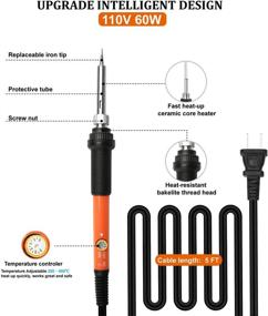 img 3 attached to 🔥 Полный набор для деревянного пирографии 86 элементов: паяльник 60 Вт с регулируемым температурным переключателем 200~450℃ - идеально подходит для тиснения, резьбы, пайки, включает кончики, шаблоны, цветные карандаши, уголь, держатель и чехол для переноски.