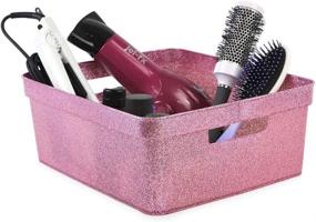 img 2 attached to 📦 Isaac Jacobs Glitter Storage Bin Set (14” x 11.5” x 5.5”) - Multi-Functional Plastic Organizer for Home, Kids Playroom, Bedroom, Closet - Cut-Out Handles - 2 Pack (Pink)