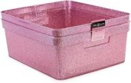 📦 isaac jacobs glitter storage bin set (14” x 11.5” x 5.5”) - multi-functional plastic organizer for home, kids playroom, bedroom, closet - cut-out handles - 2 pack (pink) logo