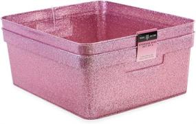 img 4 attached to 📦 Isaac Jacobs Glitter Storage Bin Set (14” x 11.5” x 5.5”) - Multi-Functional Plastic Organizer for Home, Kids Playroom, Bedroom, Closet - Cut-Out Handles - 2 Pack (Pink)