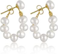 💫 baroque gold pearl hoop earrings: handmade 925 silver small hoops, 18k gold plated - hypoallergenic circle drop dangle jewelry for women & girls logo