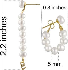 img 3 attached to 💫 Baroque Gold Pearl Hoop Earrings: Handmade 925 Silver Small Hoops, 18K Gold Plated - Hypoallergenic Circle Drop Dangle Jewelry for Women & Girls