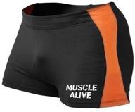 🩳 premium muscle alive mens bodybuilding shorts: polyester and spandex blend for enhanced performance logo