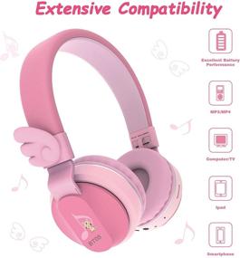 img 3 attached to Riwbox BT05 Bluetooth Kids Headphones Wireless Foldable Headset Over Ear With Volume Limited And Mic/TF Card Compatible For IPad/IPhone/Tablet (Pink&Amp Headphones