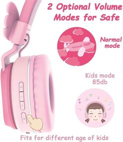 img 1 attached to Riwbox BT05 Bluetooth Kids Headphones Wireless Foldable Headset Over Ear With Volume Limited And Mic/TF Card Compatible For IPad/IPhone/Tablet (Pink&Amp Headphones